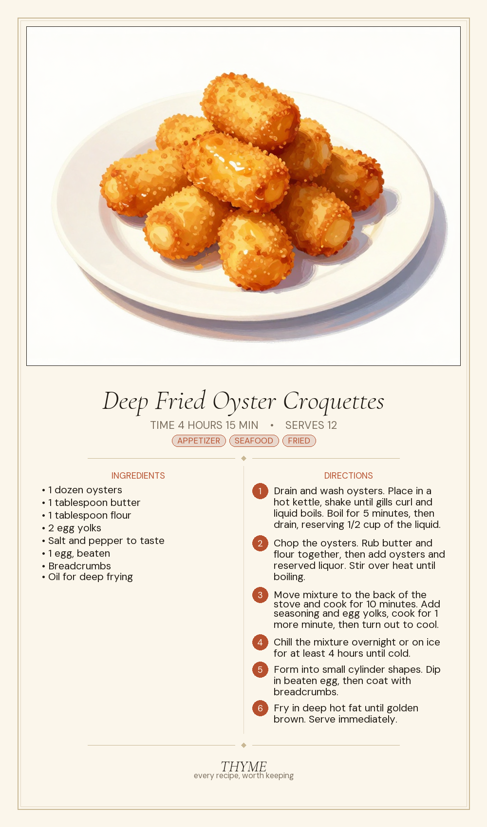 Deep Fried Oyster Croquettes