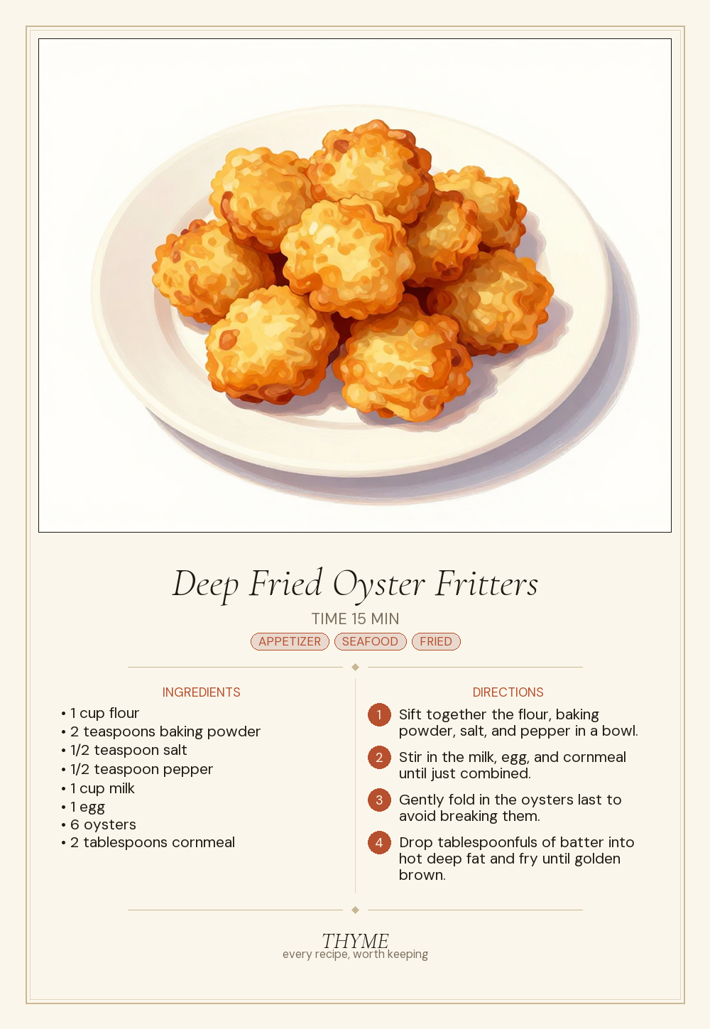 Deep Fried Oyster Fritters