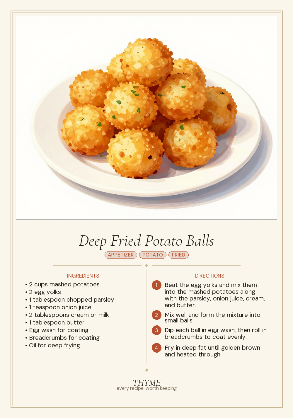 Deep Fried Potato Balls
