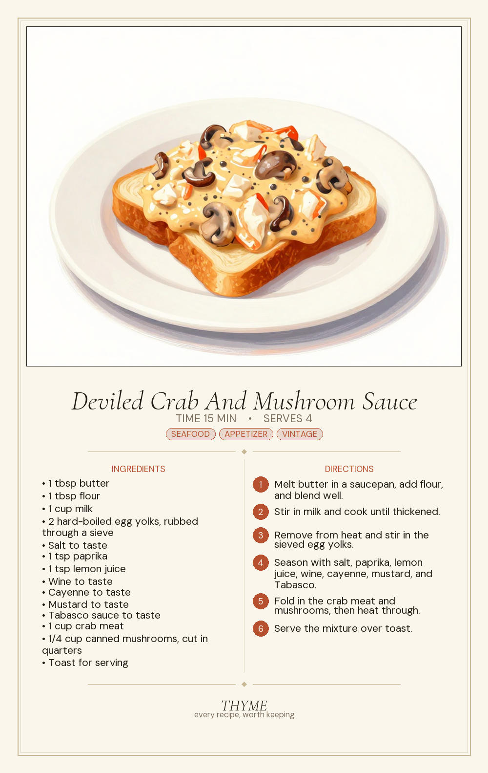 Deviled Crab And Mushroom Sauce