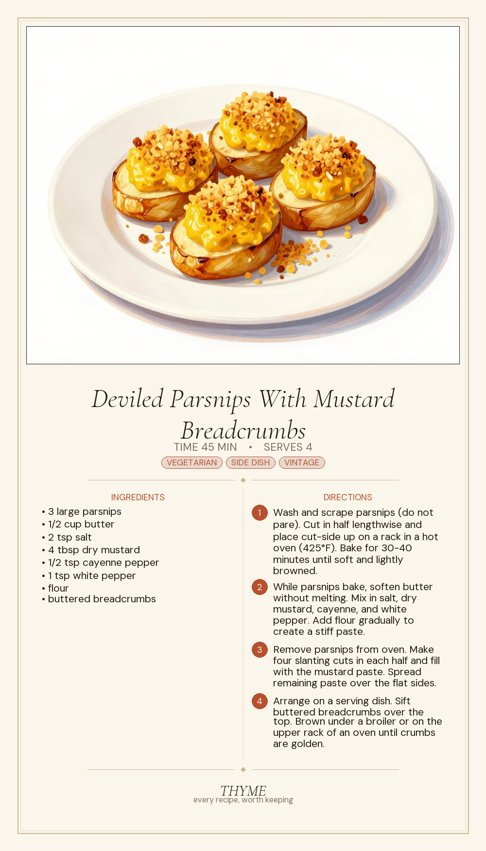 Deviled Parsnips With Mustard Breadcrumbs