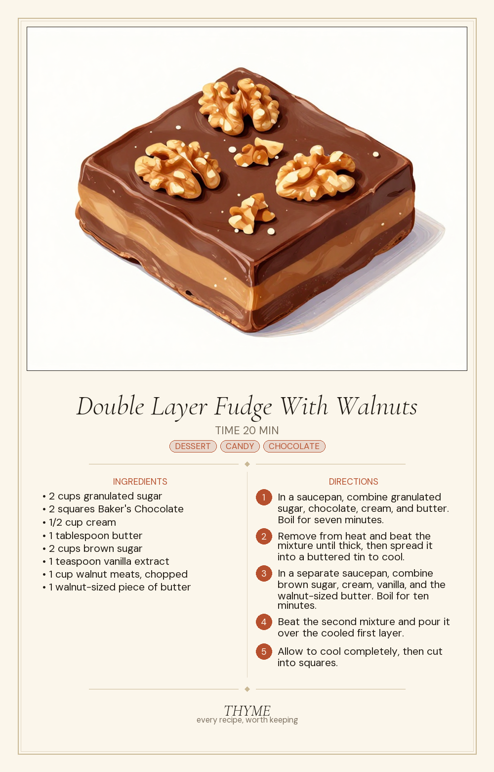 Double Layer Fudge With Walnuts