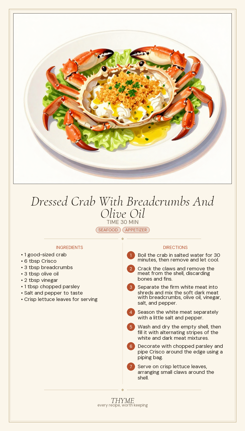 Dressed Crab With Breadcrumbs And Olive Oil