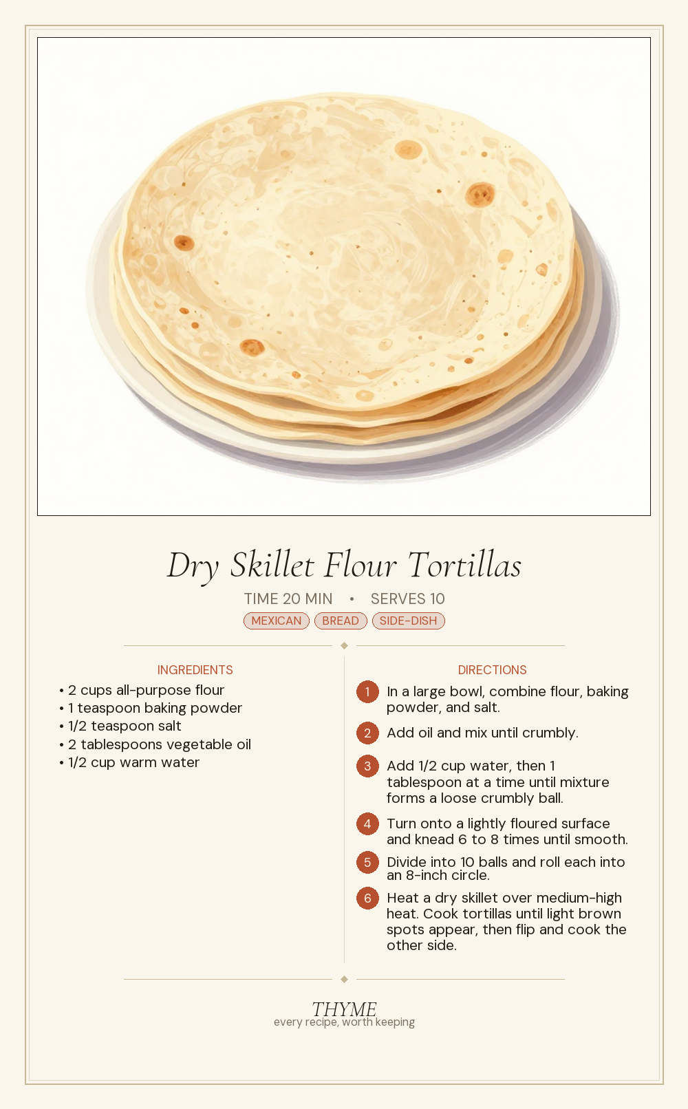 Dry Skillet Flour Tortillas