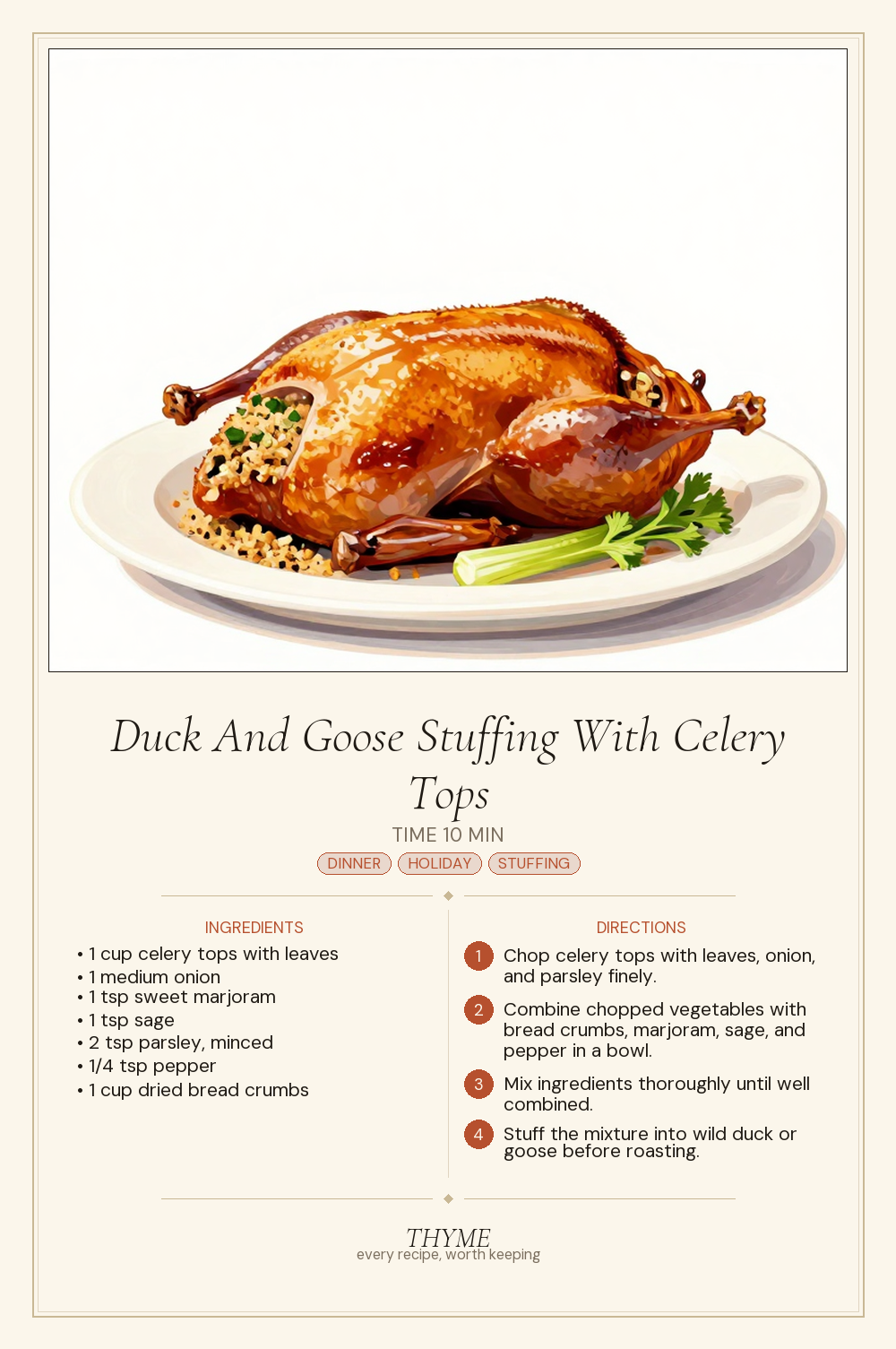 Duck And Goose Stuffing With Celery Tops
