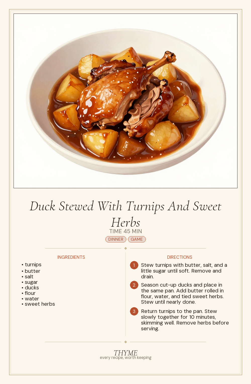 Duck Stewed With Turnips And Sweet Herbs