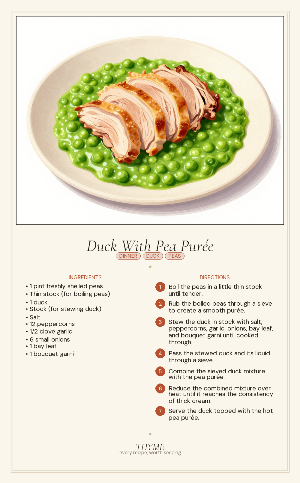 Duck With Pea Purée