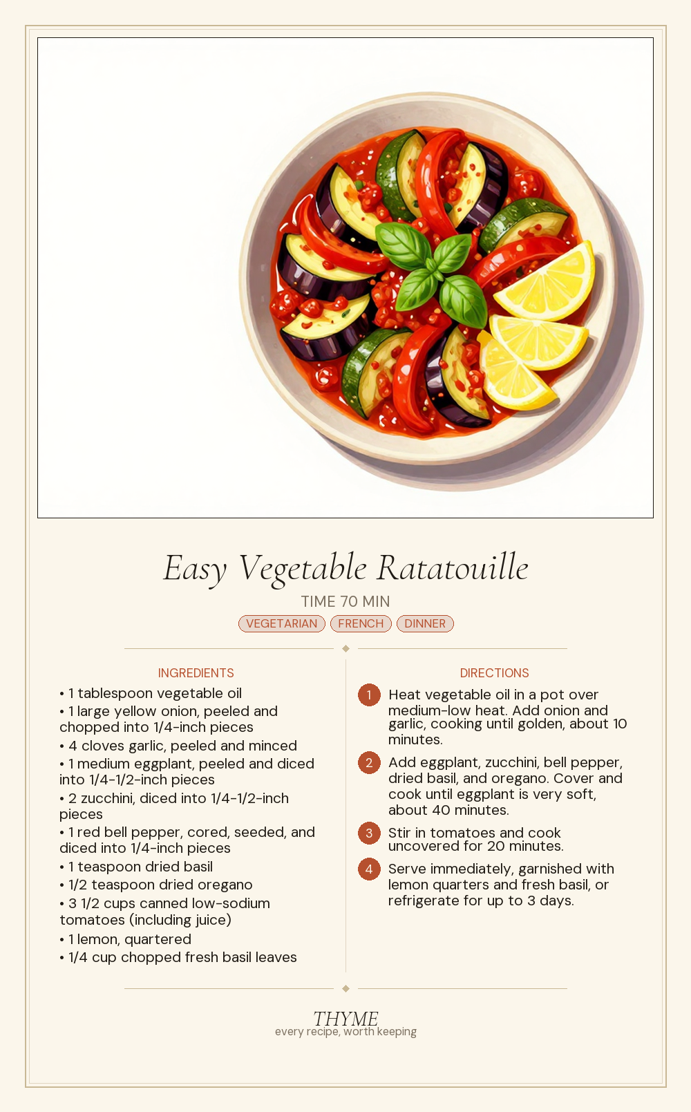 Easy Vegetable Ratatouille
