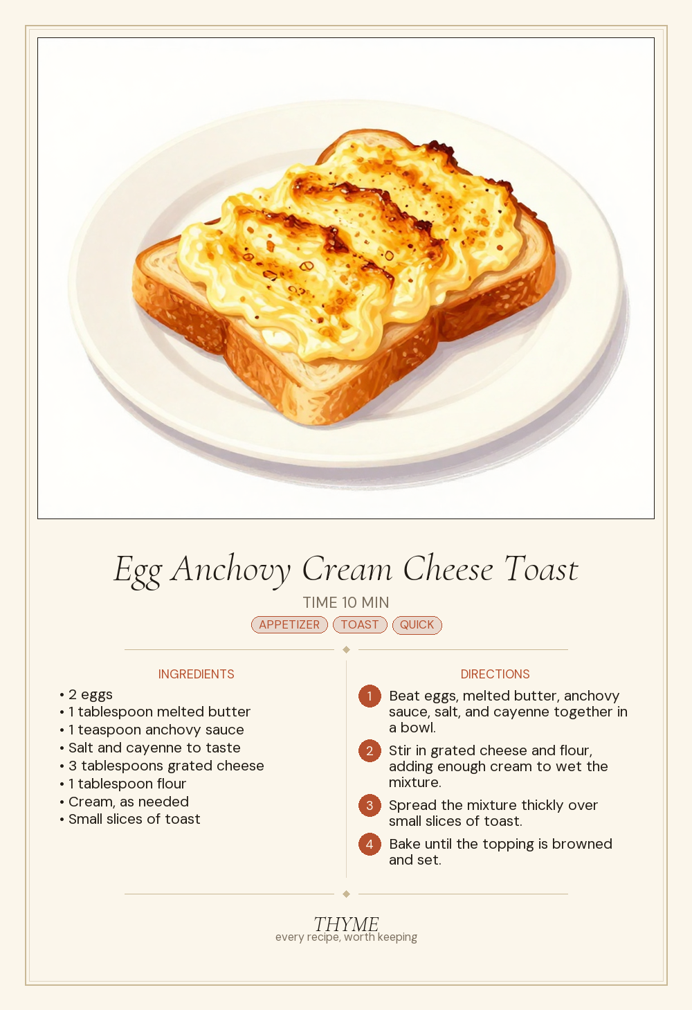 Egg Anchovy Cream Cheese Toast