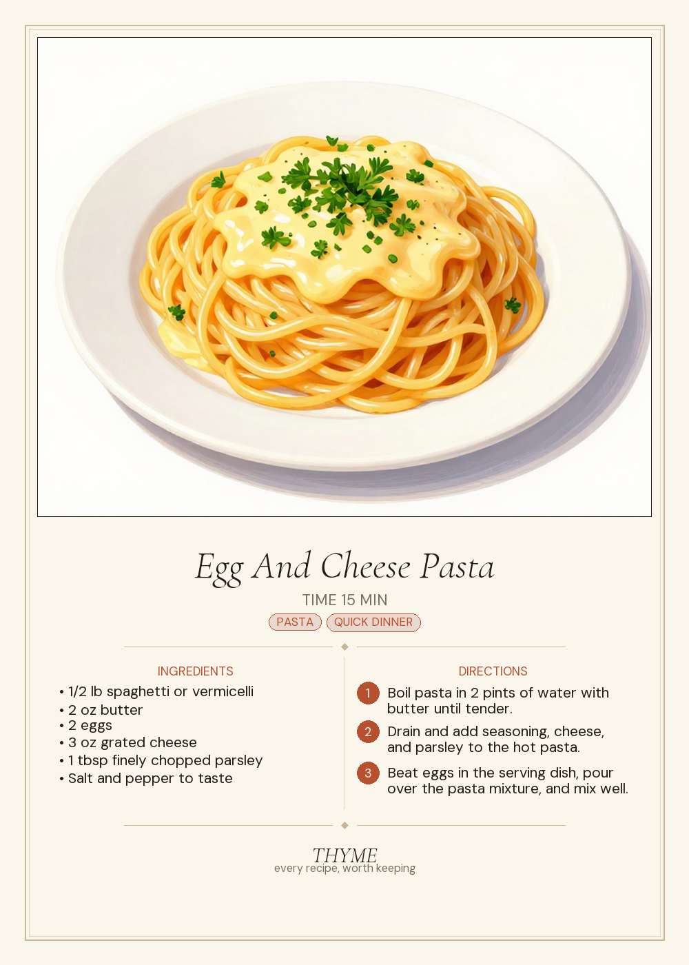 Egg And Cheese Pasta