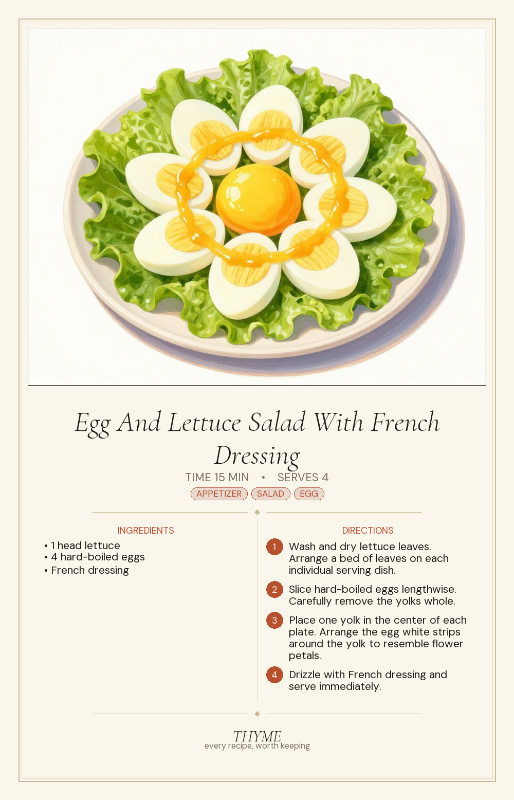 Egg And Lettuce Salad With French Dressing