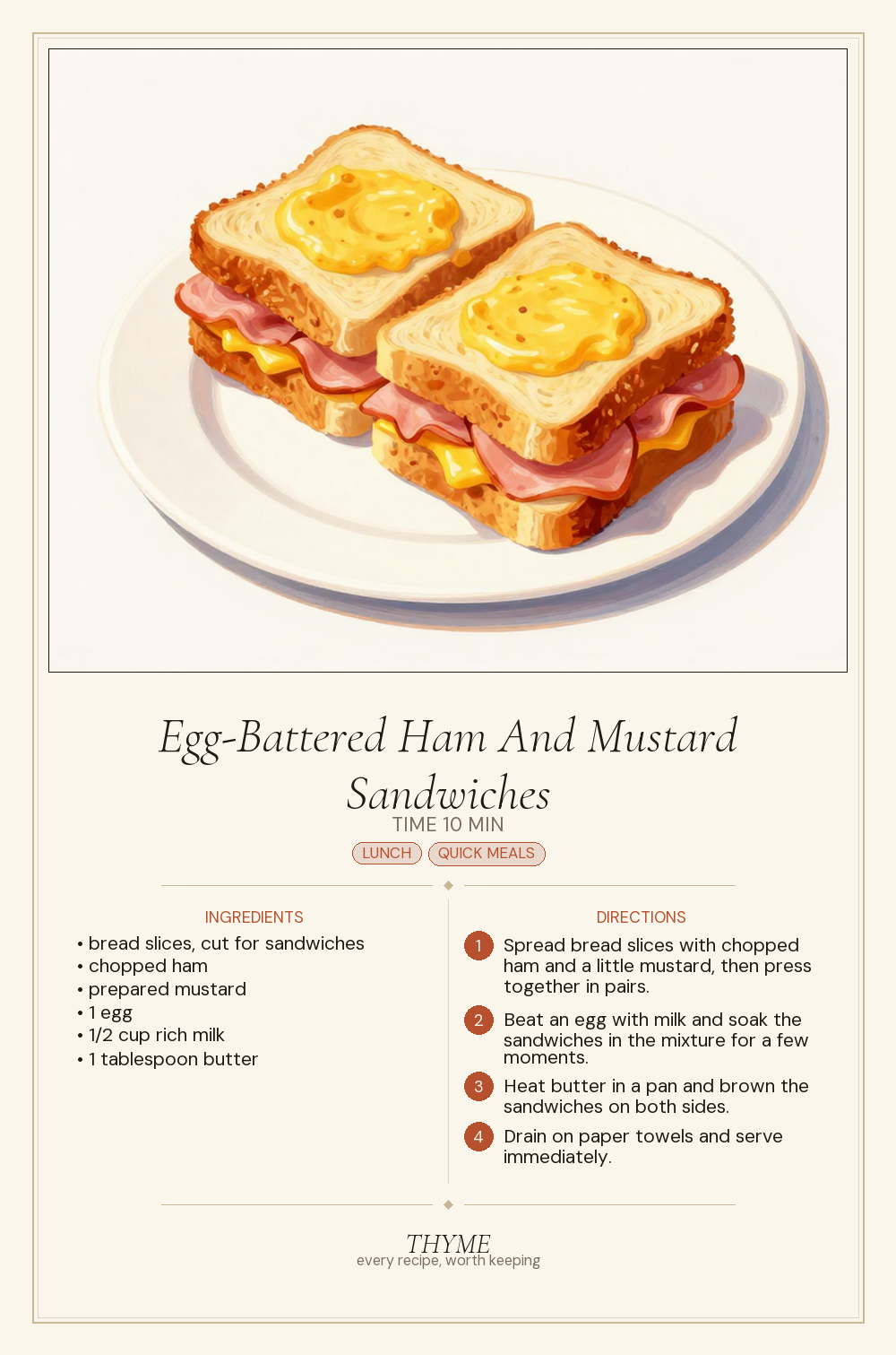 Egg-Battered Ham And Mustard Sandwiches