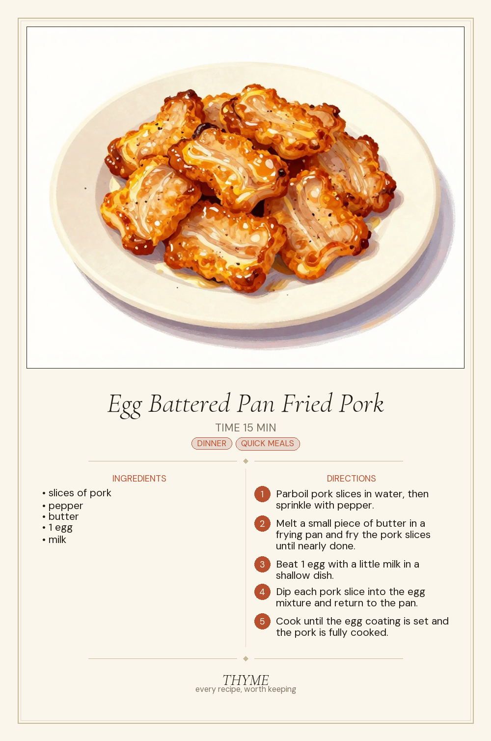 Egg Battered Pan Fried Pork