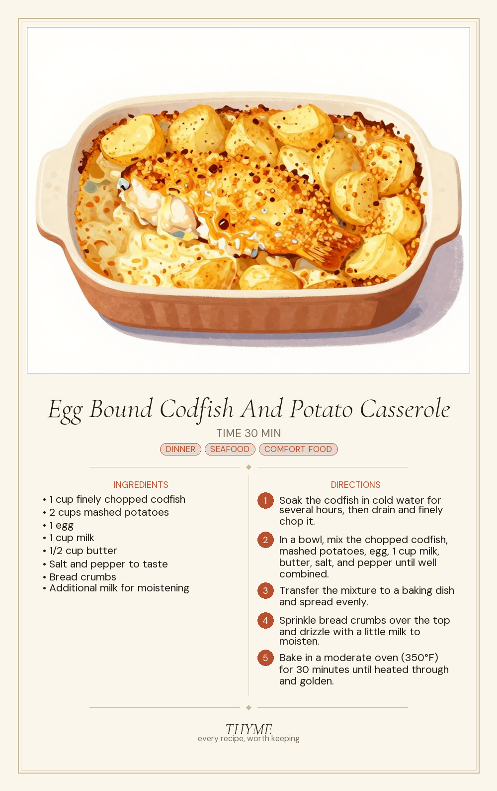 Egg Bound Codfish And Potato Casserole