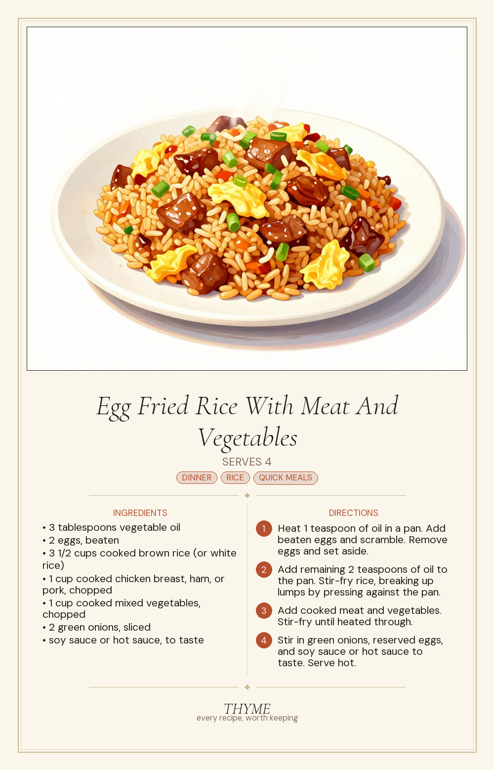 Egg Fried Rice With Meat And Vegetables
