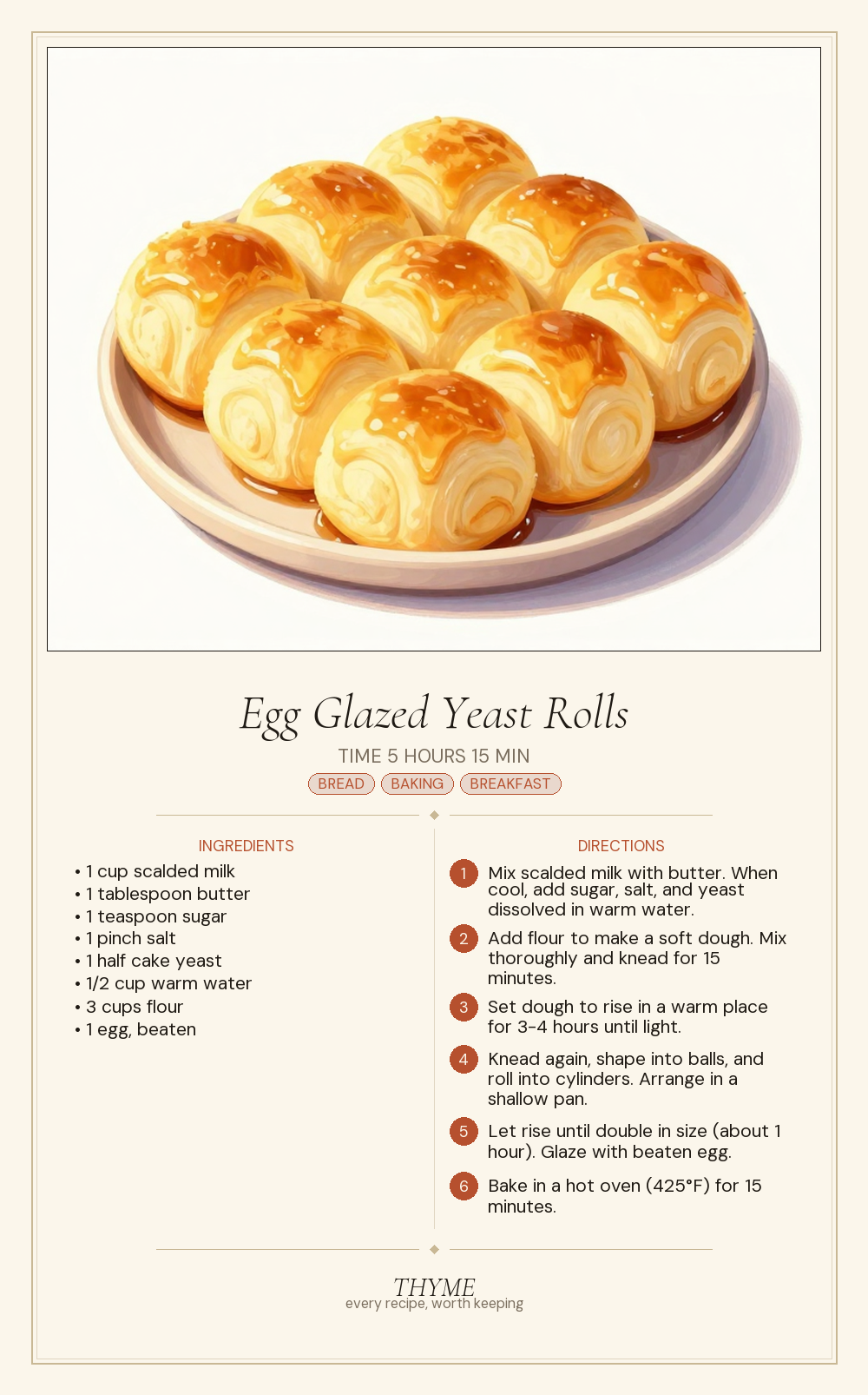 Egg Glazed Yeast Rolls