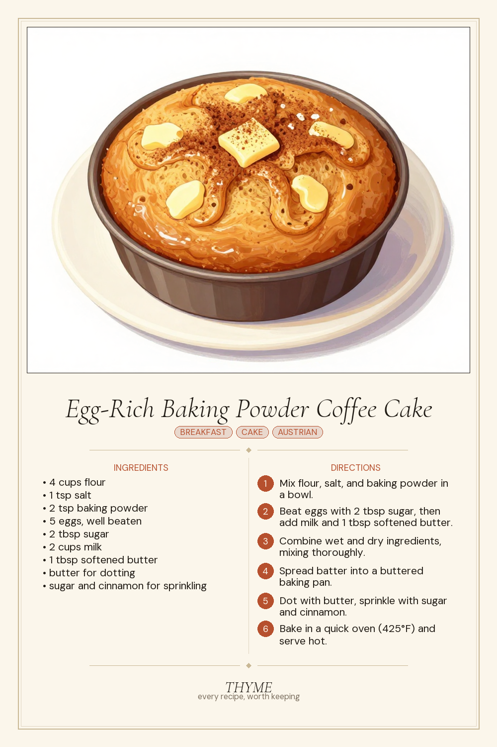 Egg-Rich Baking Powder Coffee Cake