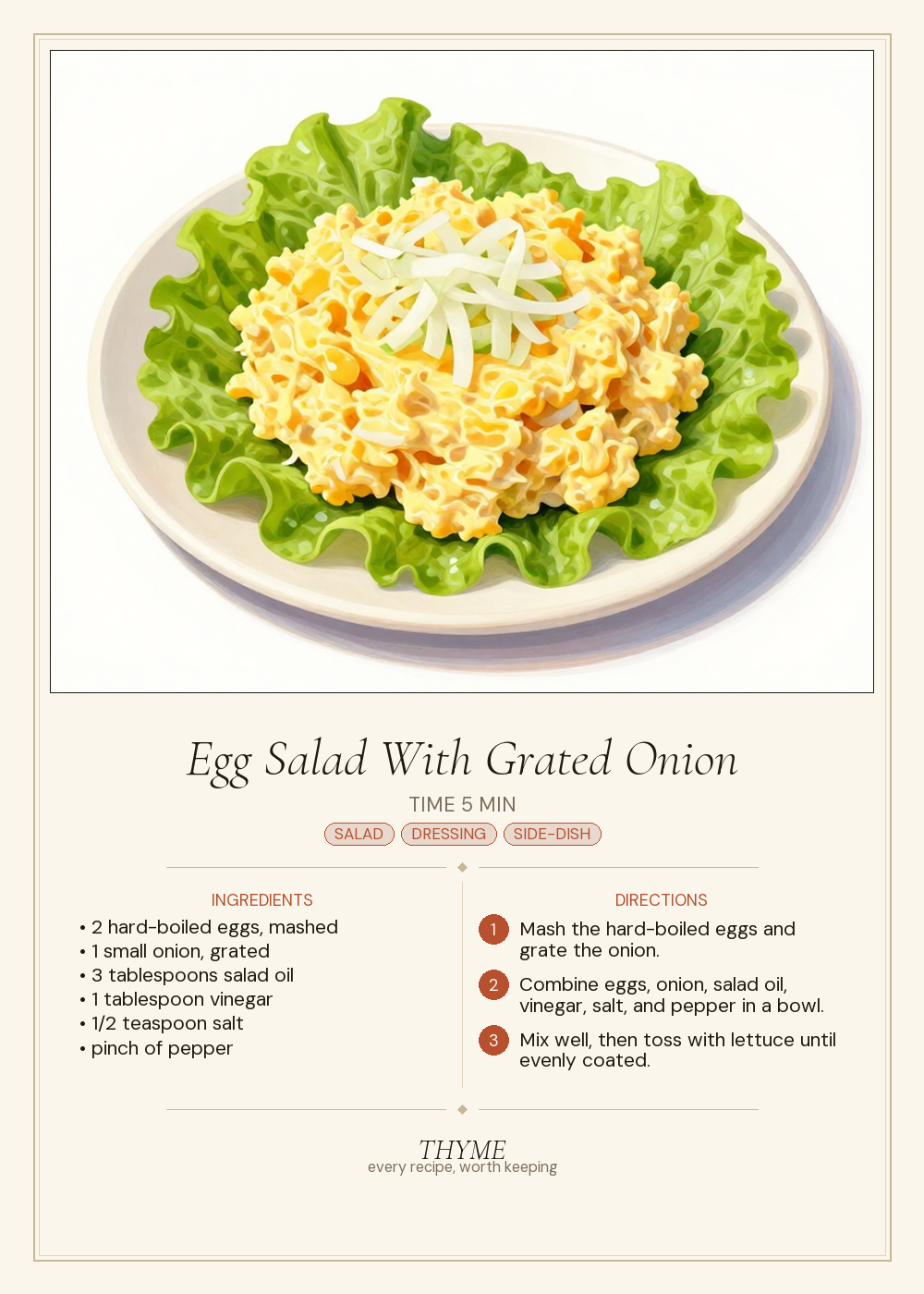 Egg Salad With Grated Onion
