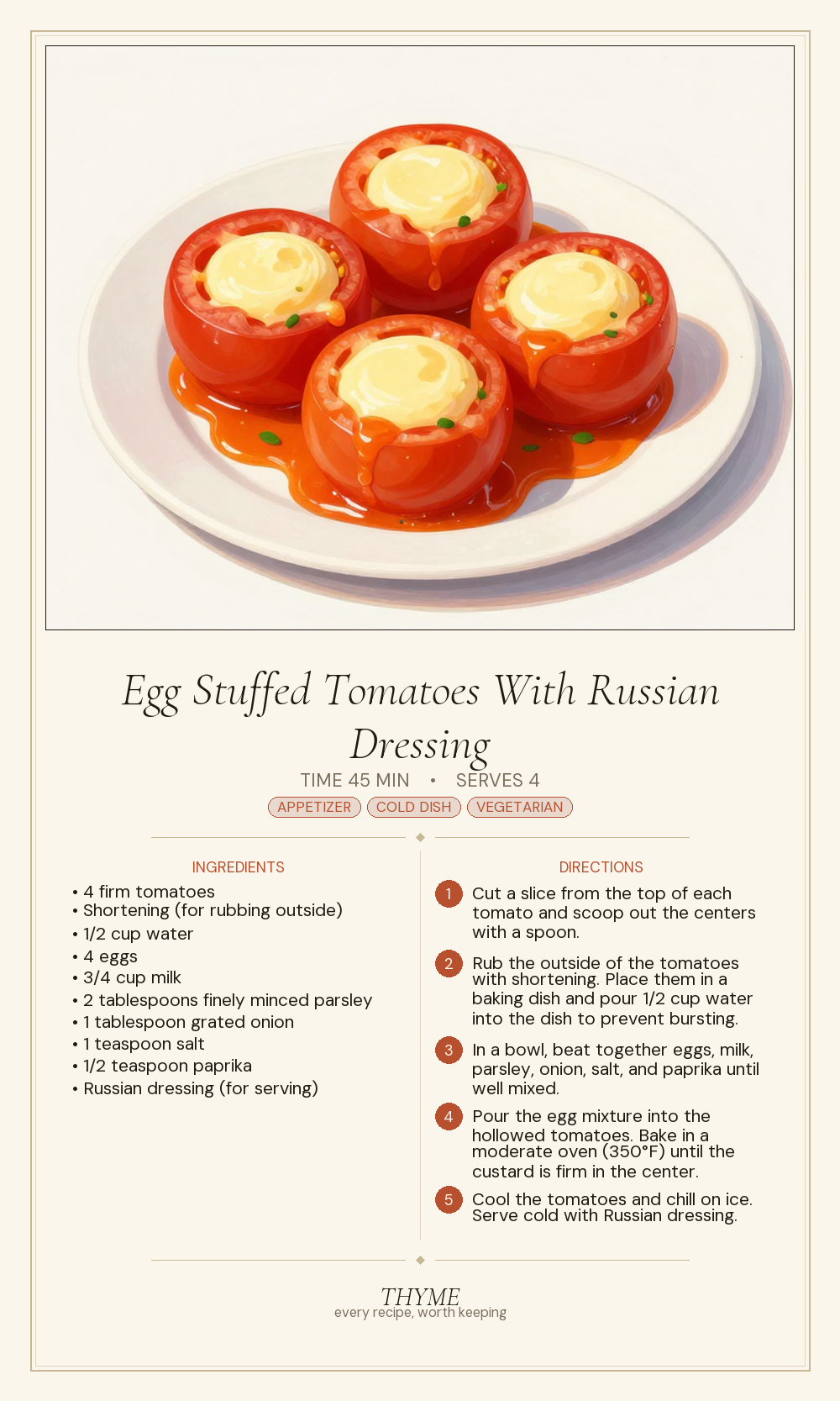 Egg Stuffed Tomatoes With Russian Dressing