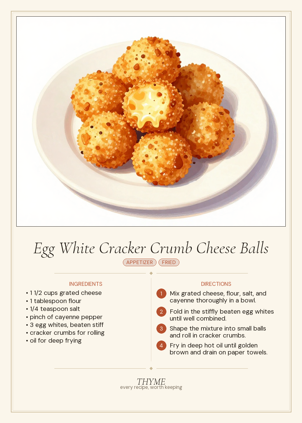 Egg White Cracker Crumb Cheese Balls