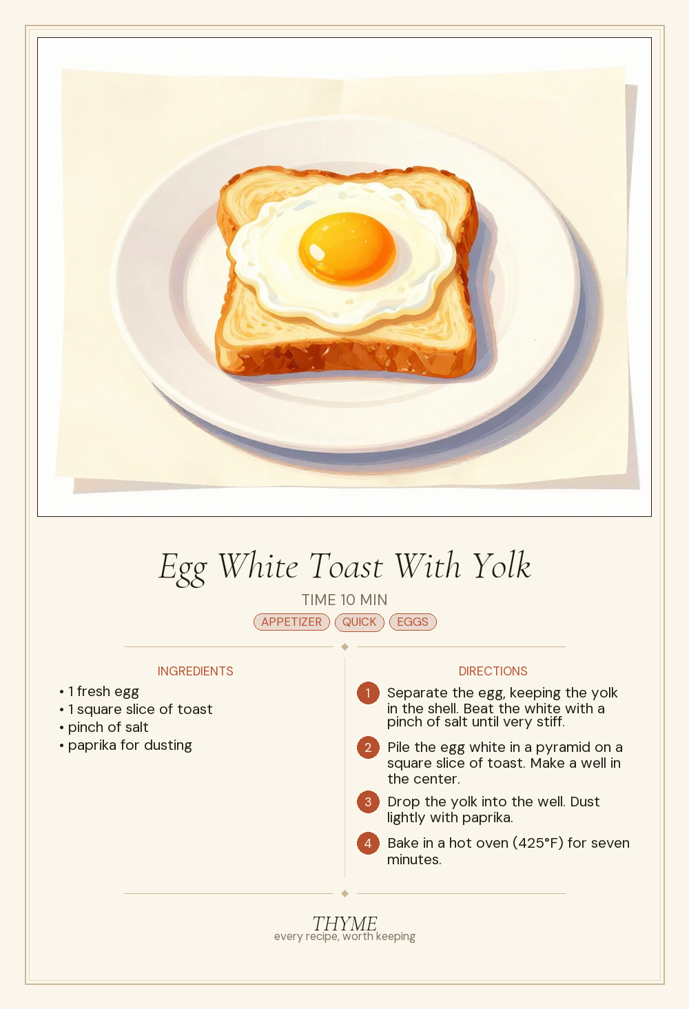 Egg White Toast With Yolk