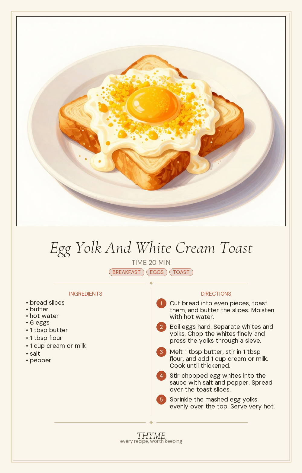 Egg Yolk And White Cream Toast