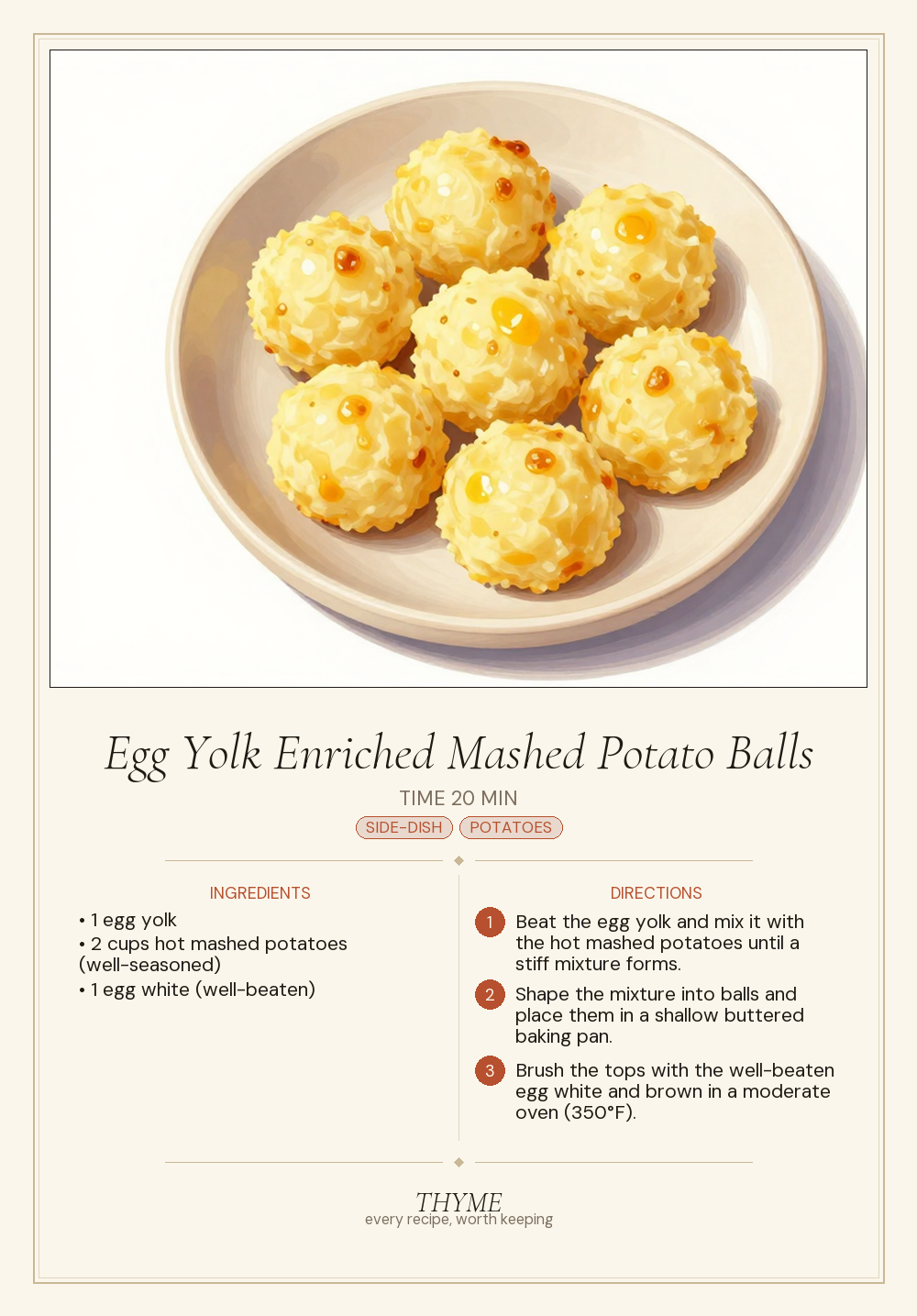 Egg Yolk Enriched Mashed Potato Balls
