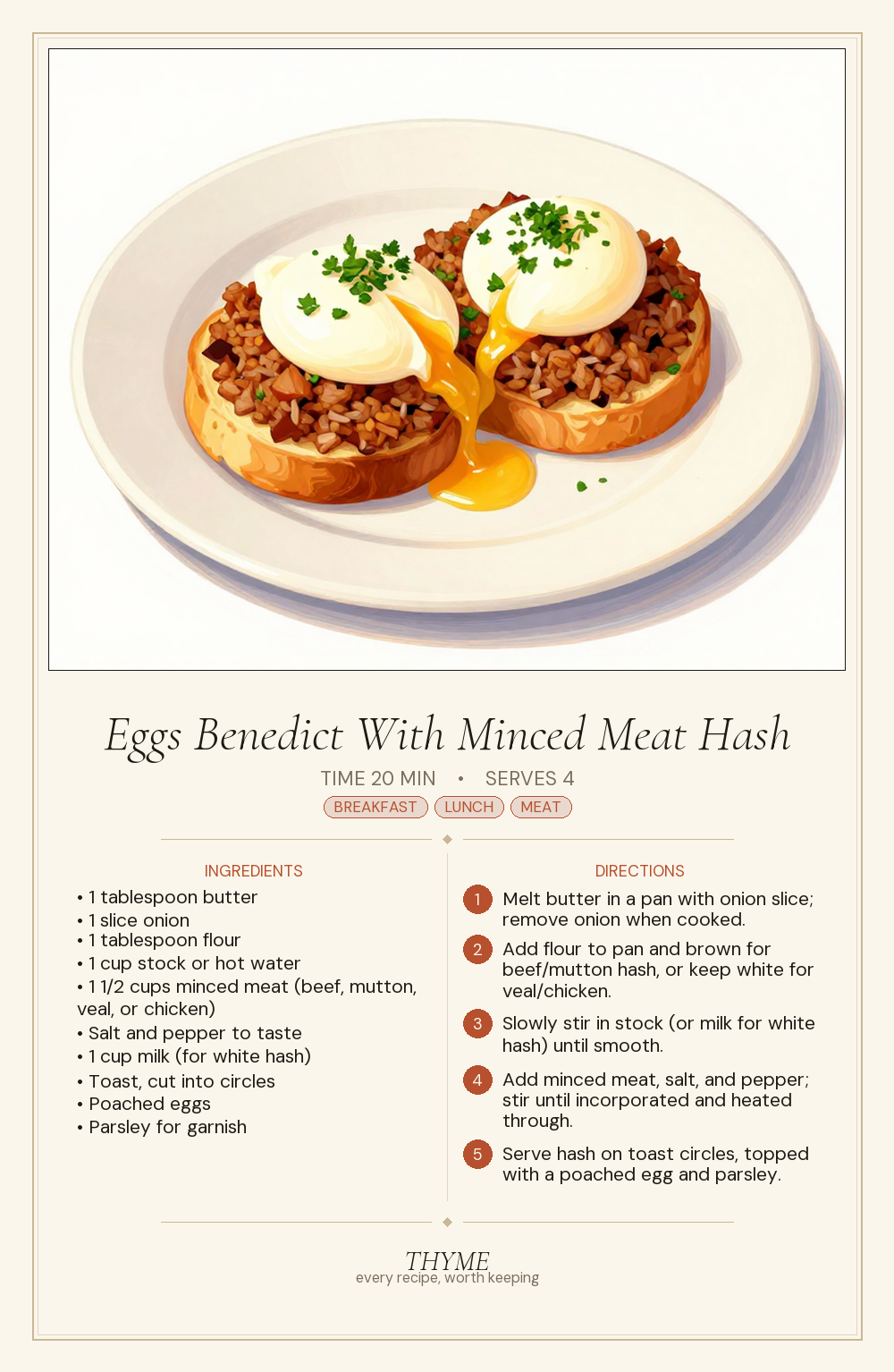 Eggs Benedict With Minced Meat Hash