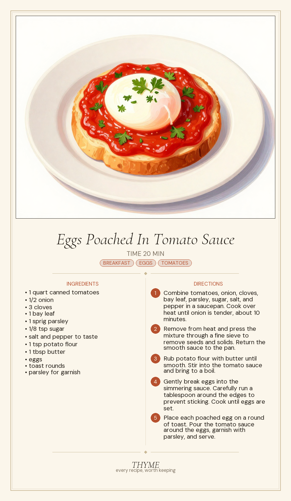 Eggs Poached In Tomato Sauce
