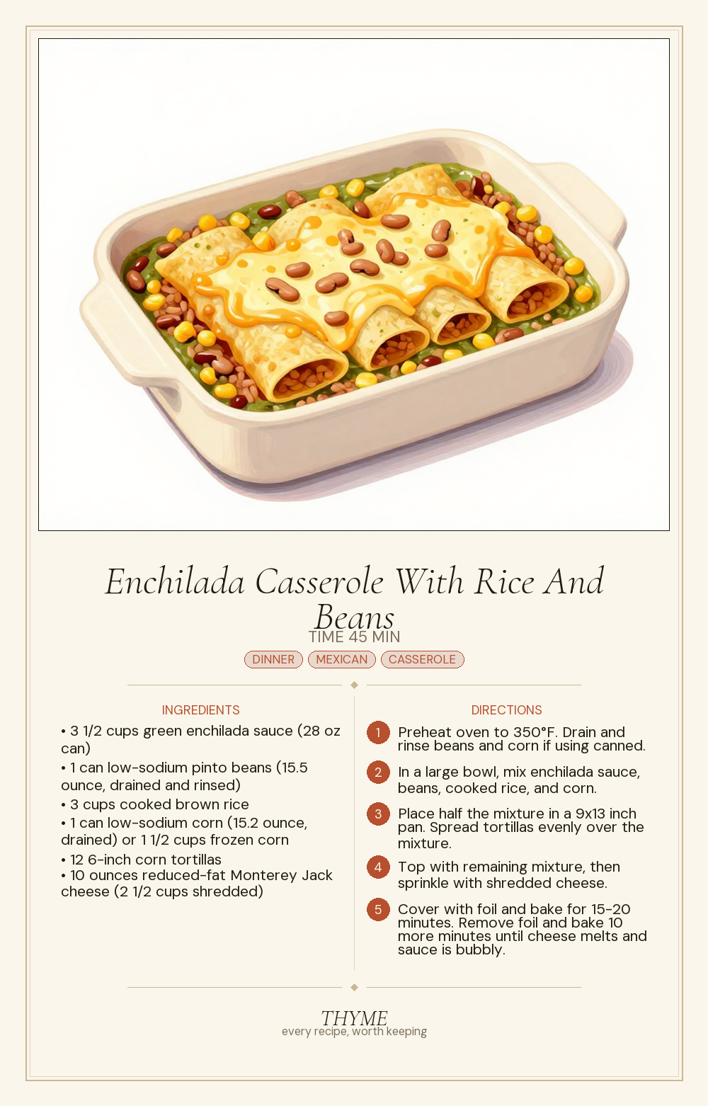 Enchilada Casserole With Rice And Beans