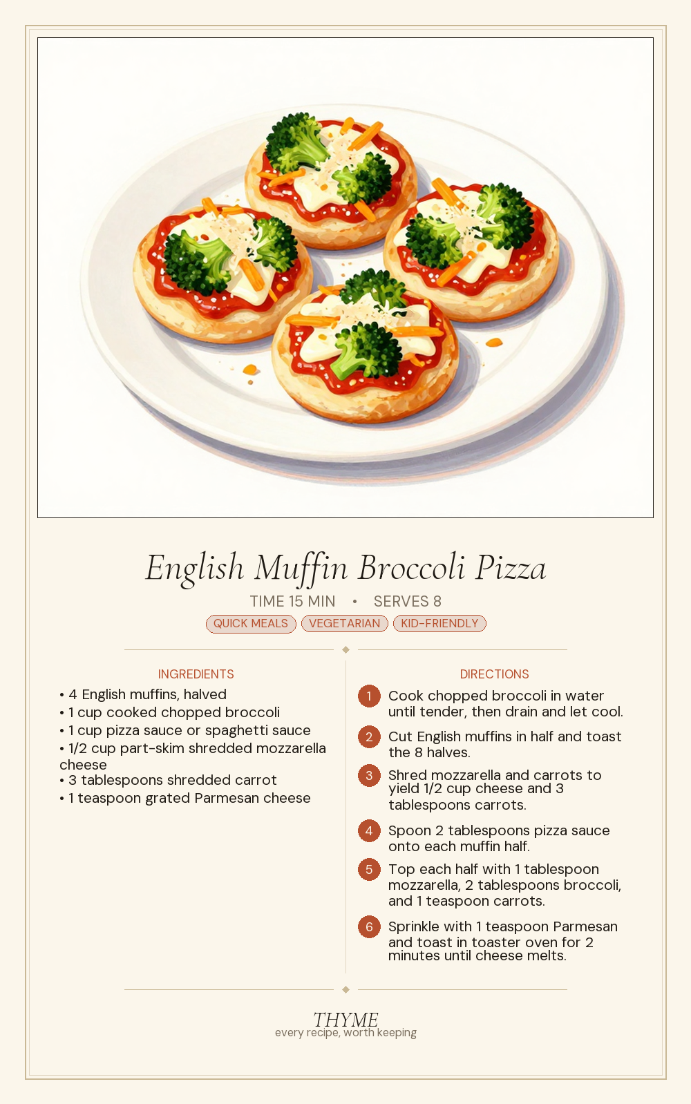 English Muffin Broccoli Pizza