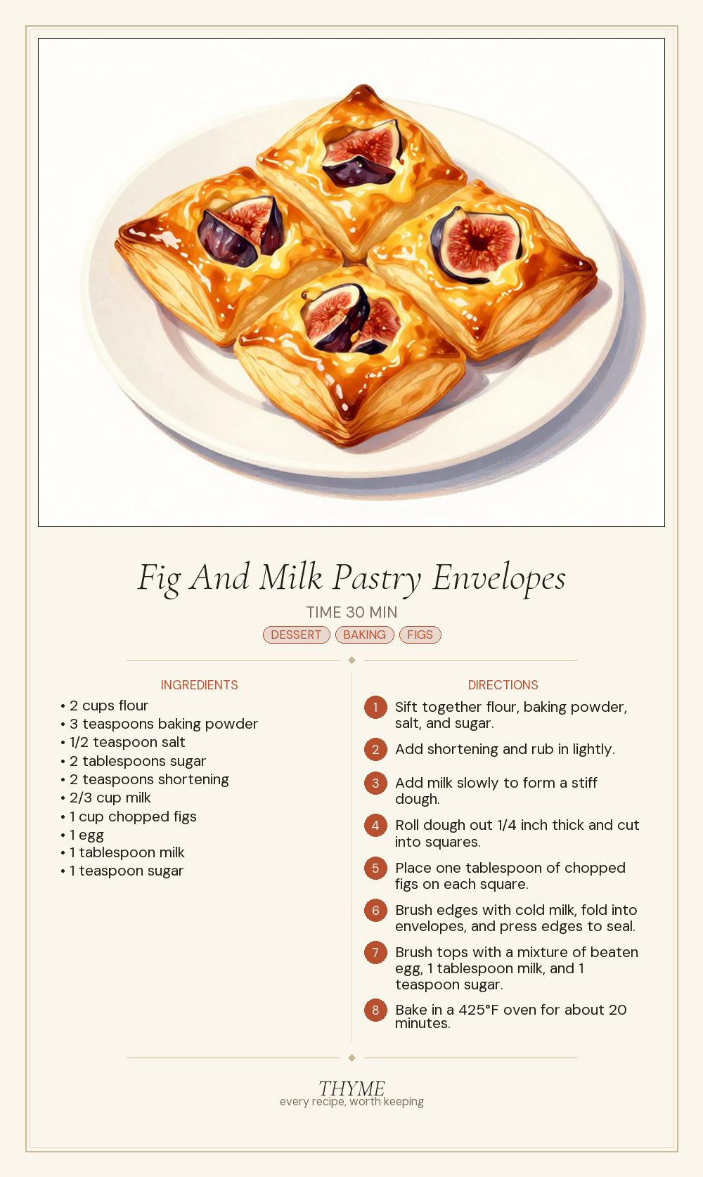 Fig And Milk Pastry Envelopes