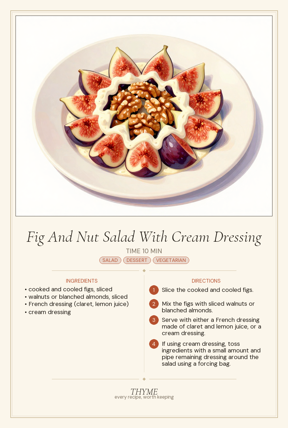 Fig And Nut Salad With Cream Dressing