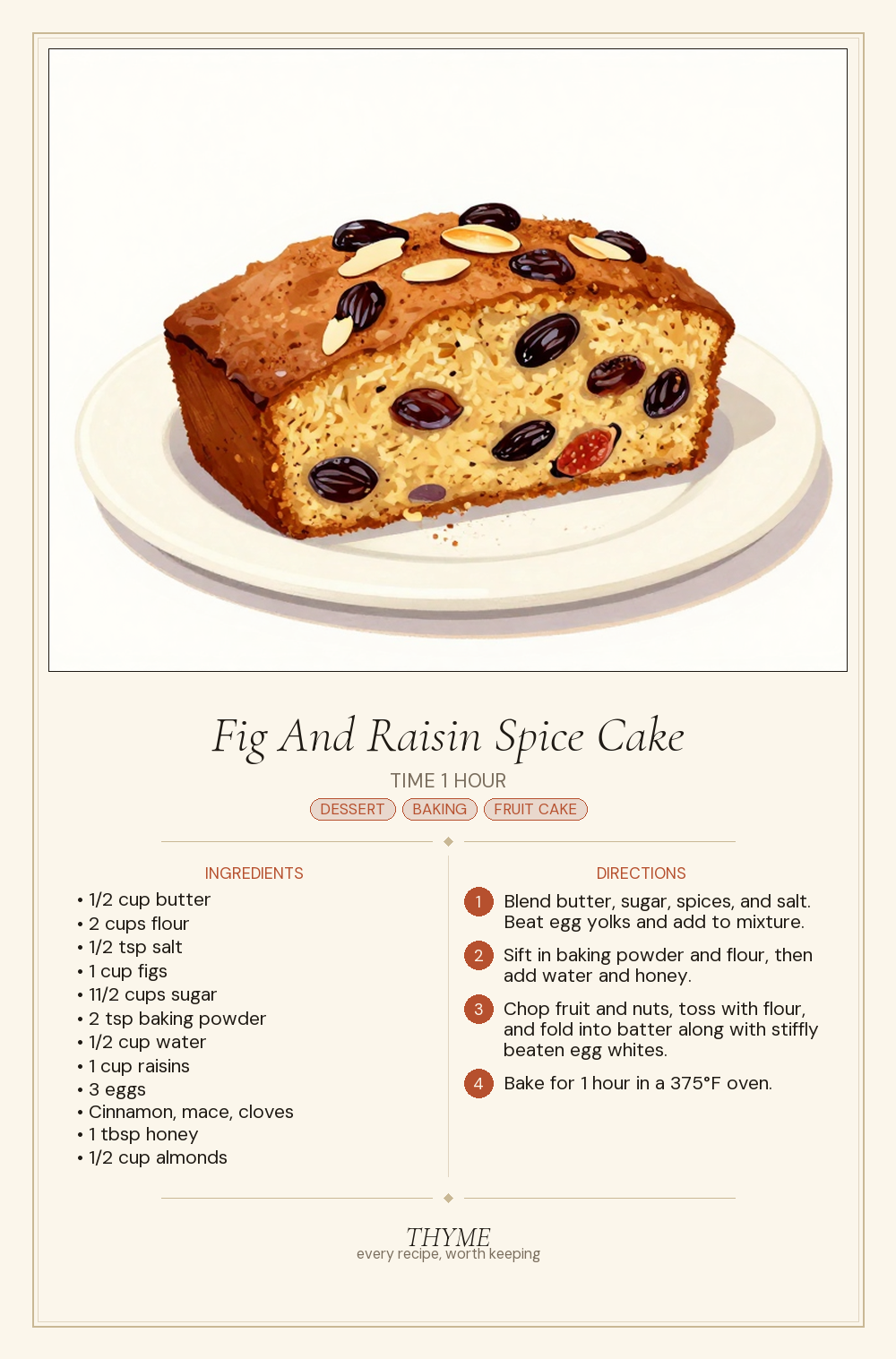 Fig And Raisin Spice Cake