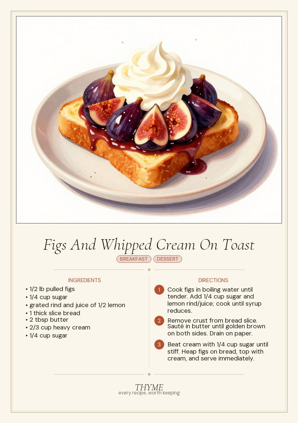 Figs And Whipped Cream On Toast