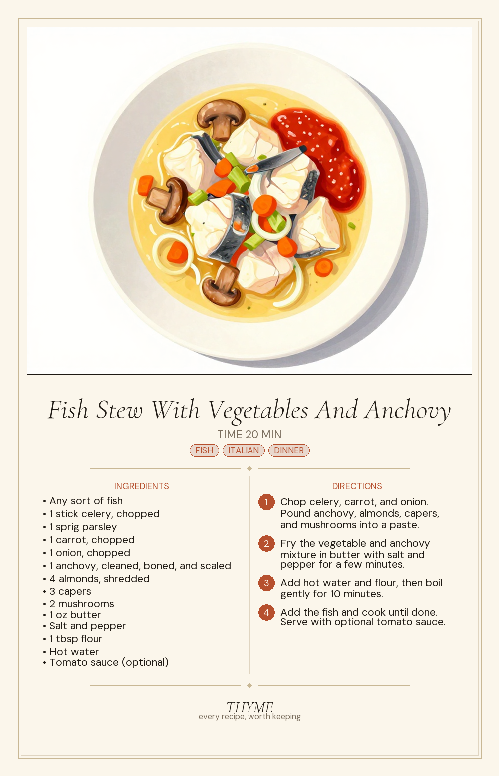 Fish Stew With Vegetables And Anchovy