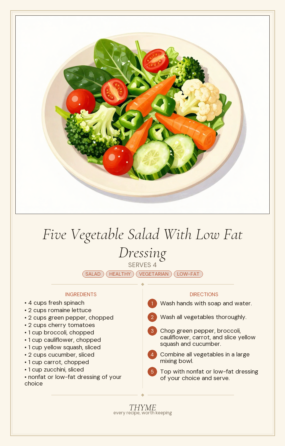 Five Vegetable Salad With Low Fat Dressing