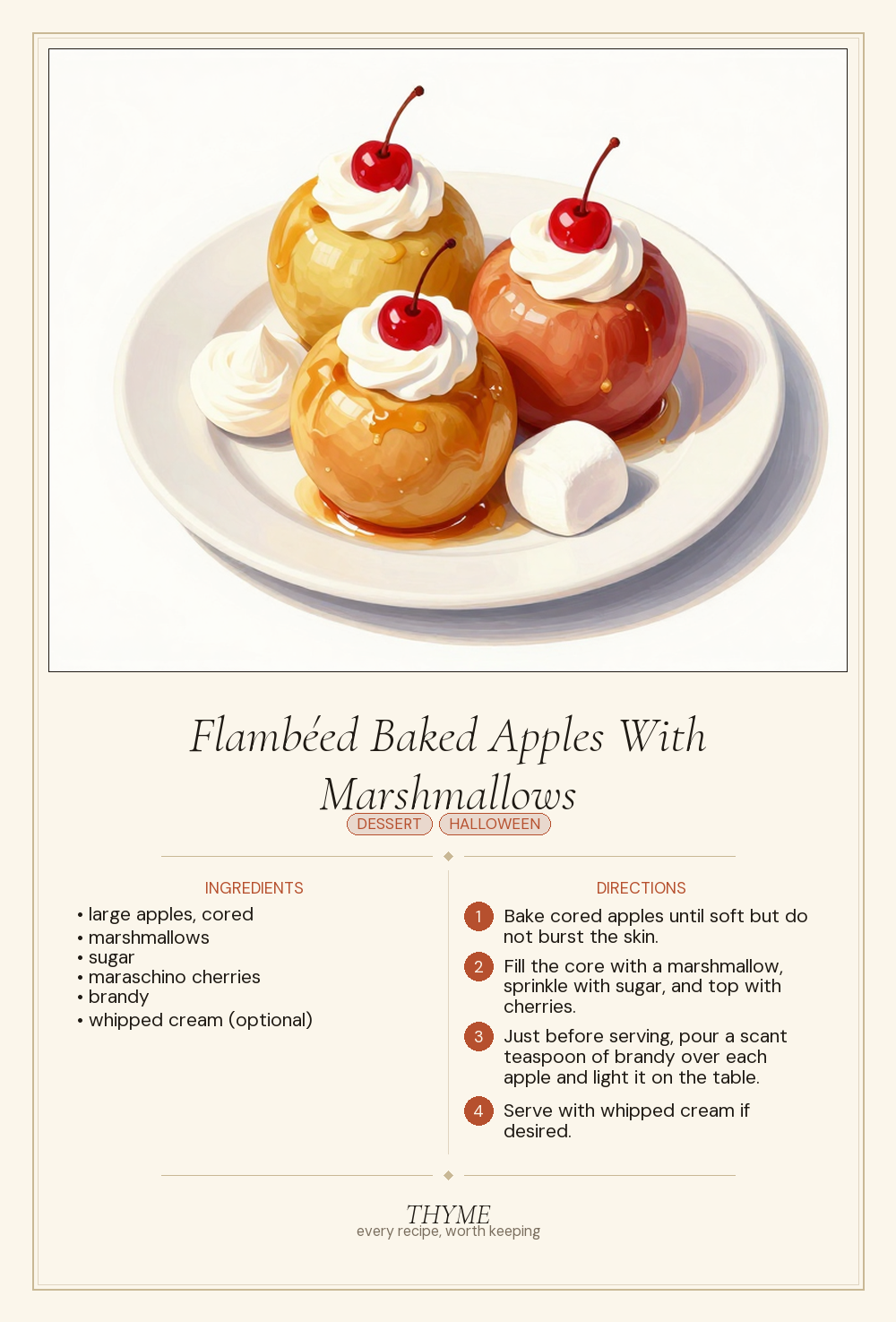 Flambéed Baked Apples With Marshmallows