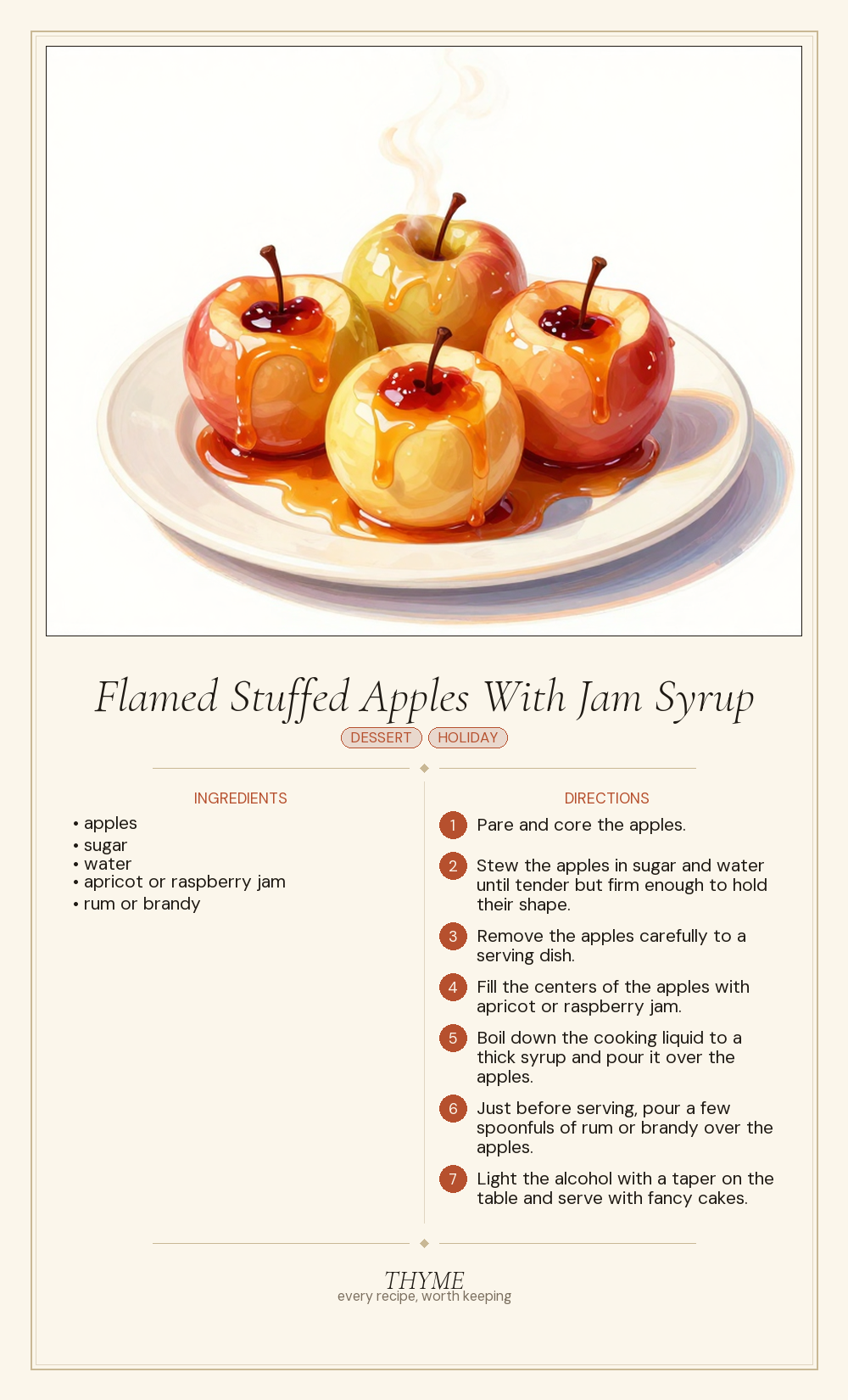 Flamed Stuffed Apples With Jam Syrup