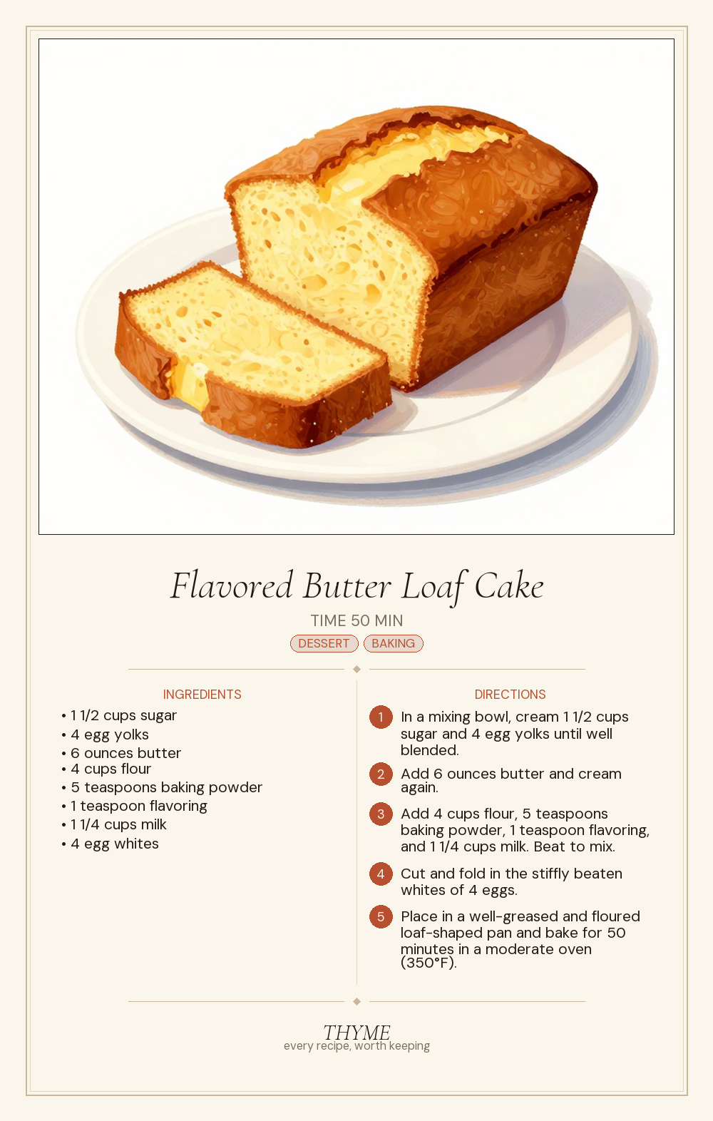 Flavored Butter Loaf Cake