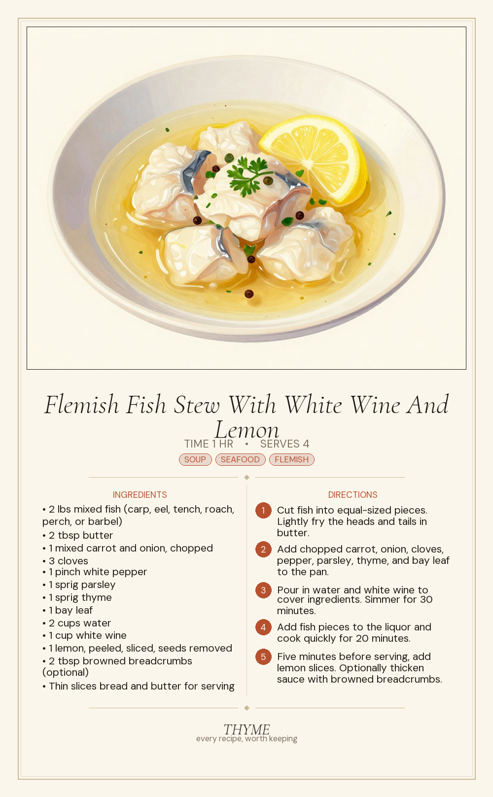 Flemish Fish Stew With White Wine And Lemon