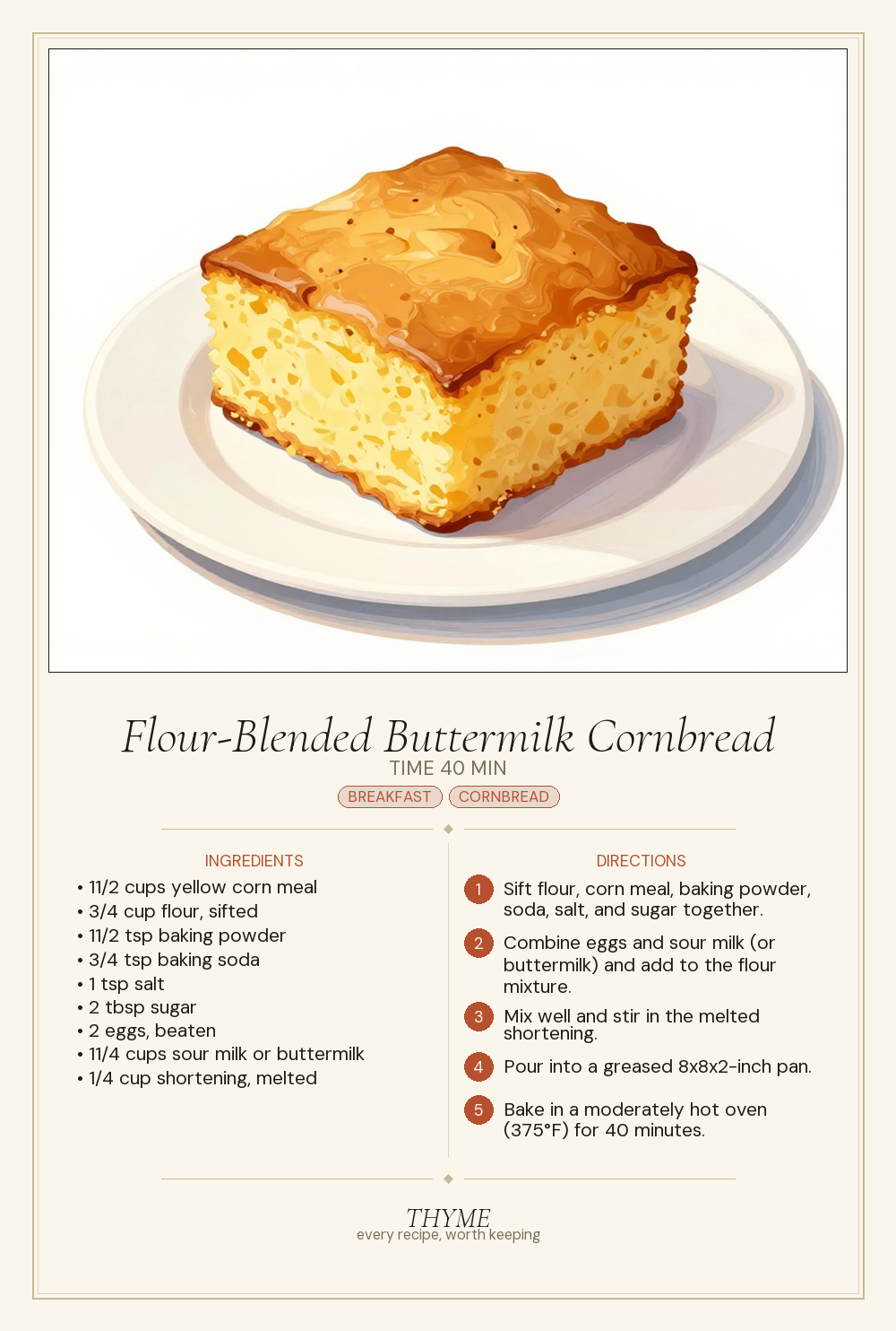 Flour-Blended Buttermilk Cornbread