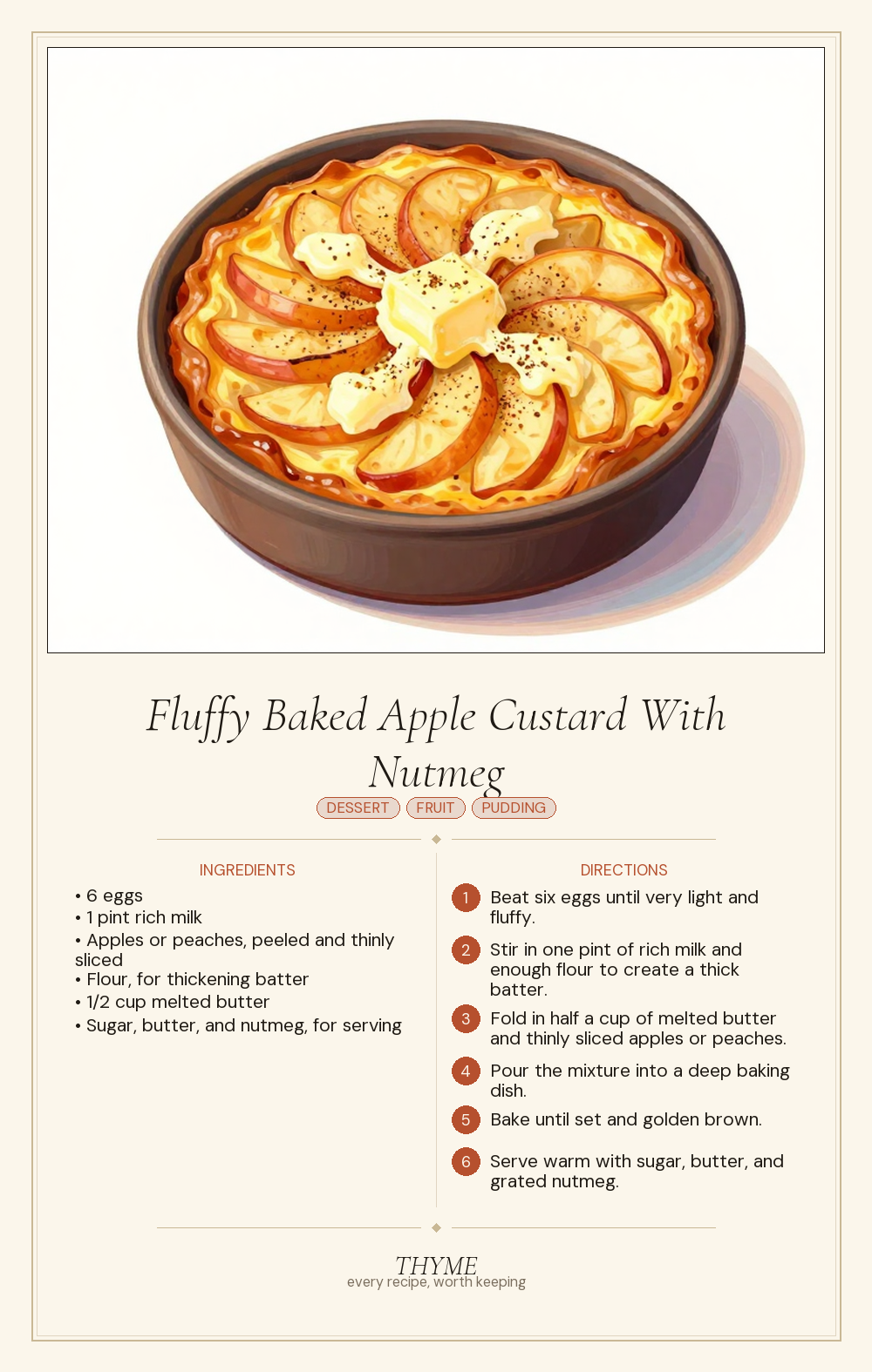 Fluffy Baked Apple Custard With Nutmeg
