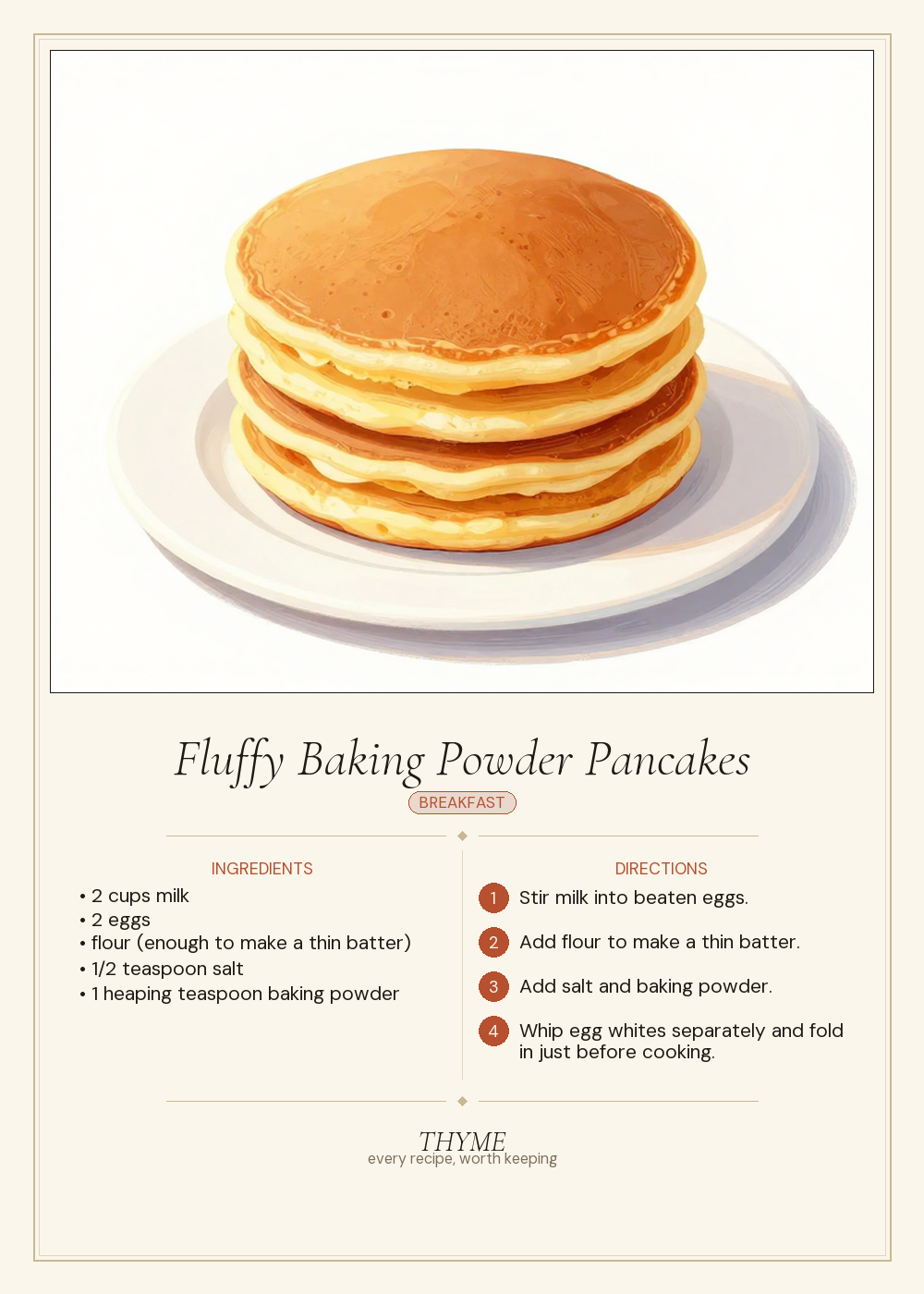 Fluffy Baking Powder Pancakes
