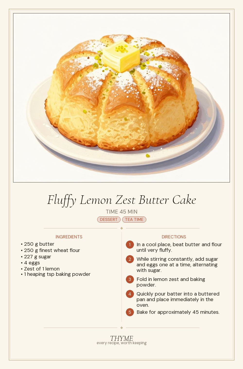 Fluffy Lemon Zest Butter Cake