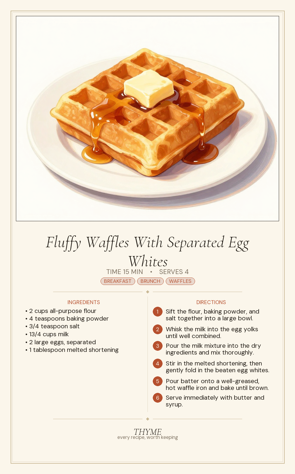 Fluffy Waffles With Separated Egg Whites