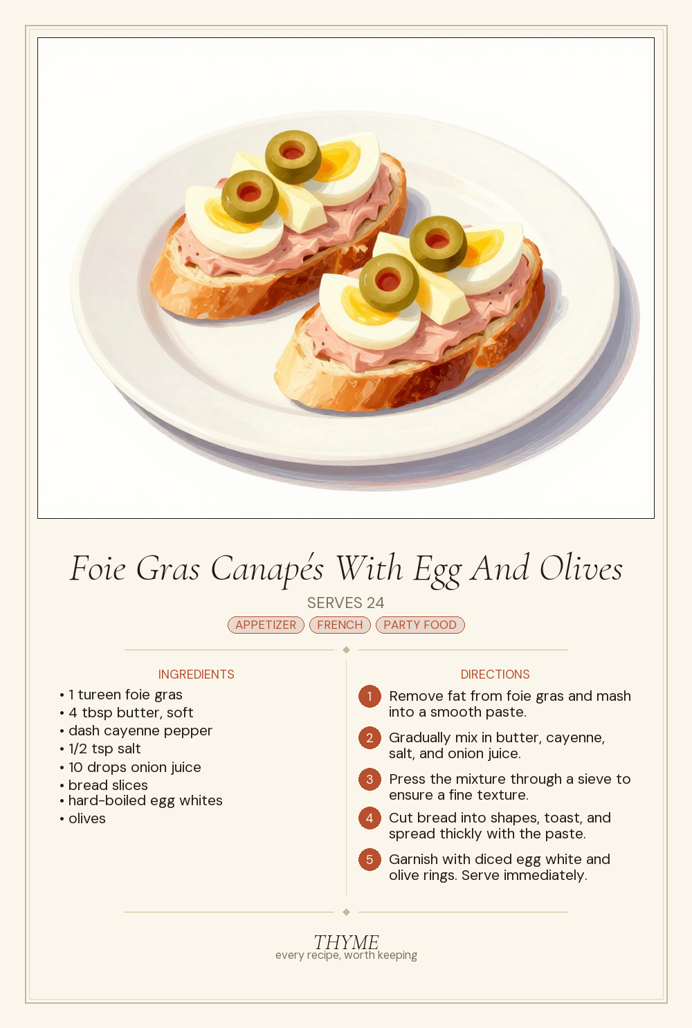 Foie Gras Canapés With Egg And Olives