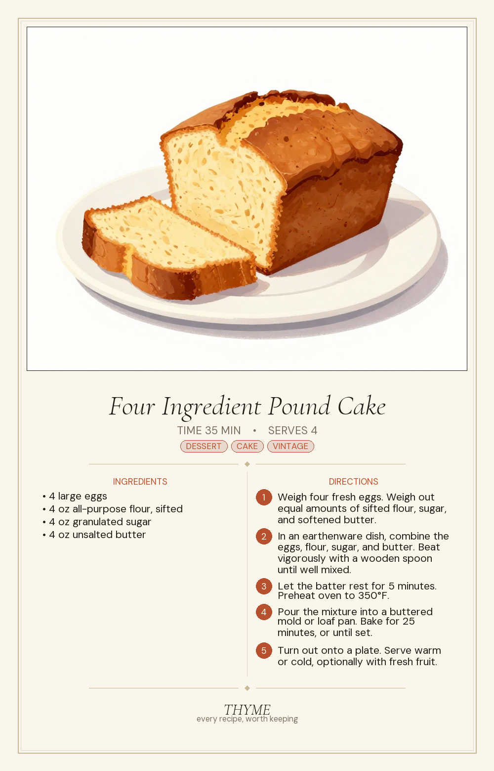 Four Ingredient Pound Cake