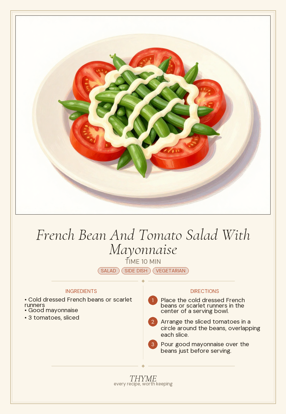 French Bean And Tomato Salad With Mayonnaise