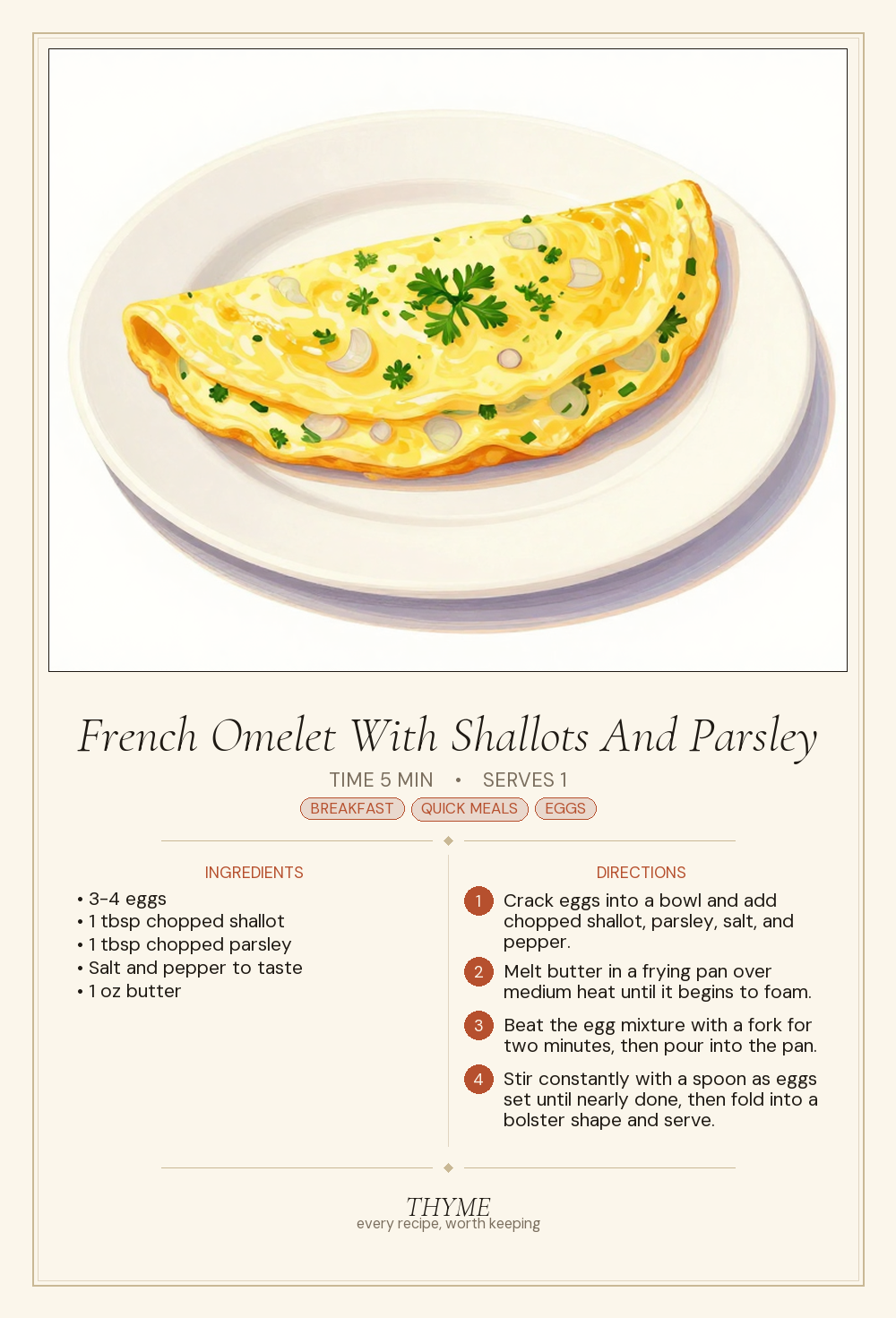 French Omelet With Shallots And Parsley